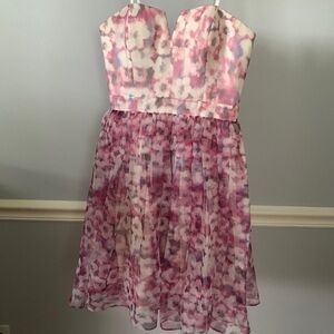 Aiden by Aiden Mattox Pink and Purple Floral Corset Dress